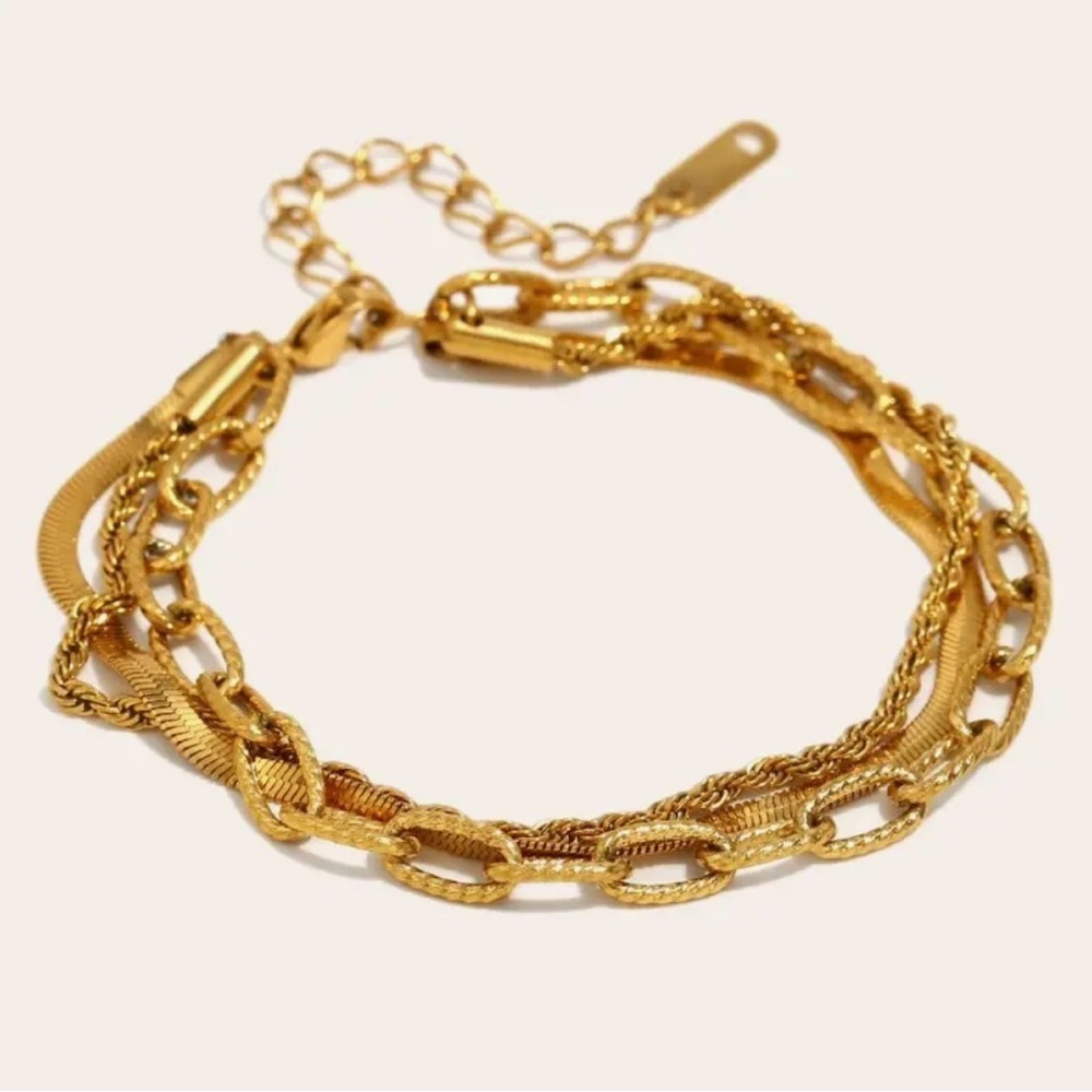 Gold Multi Layered Bracelet (9709)